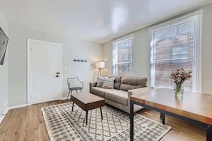 The furniture is comfortable and freshly updated