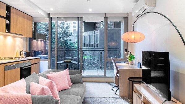 Stylish and comfortable living room designed for relaxation