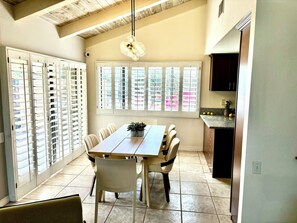 Dining table that seats 8.