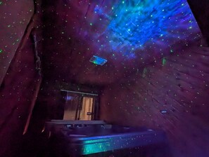 Indoor, private seven-person hot tub