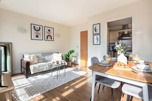 The open-plan living and dining area