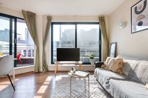 The open-plan living and dining area
