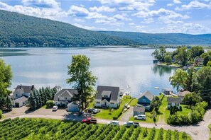 Aerial shot of the property in pristine Canandaigua Lake.