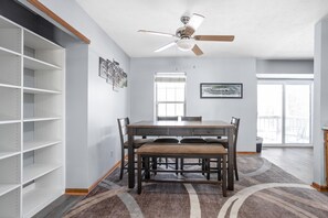 The main dining area, complete with Motor Speedway decor, and space for the family to dine!