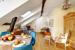 The open-plan living and dining area