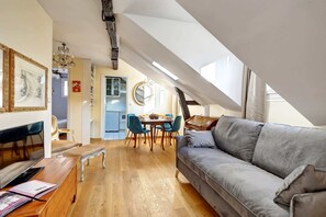 The open-plan living and dining area