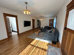 A cozy sectional to relax on & SmartTV with high speed WiFi. 