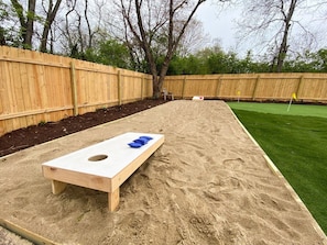 Sand Pit for Games Like Cornhole, Horseshoes, Bocce.