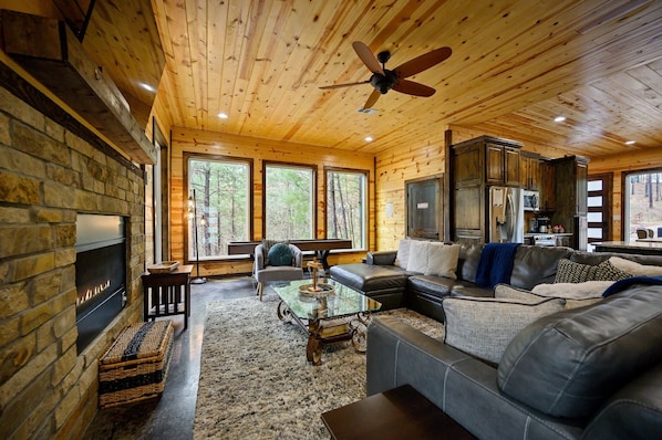 Curl up in the inviting living room & stream your favorites on the smart TV