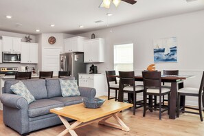 Living Room, Dining and Kitchen