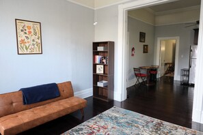 Fold-flat futon (with mattress topper) is great for a kid or small adult