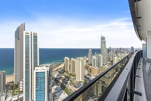 Refreshing scenery in the balcony area with the ocean and the city views
