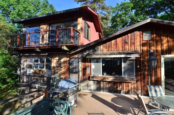 View of the main cabin from the deck.