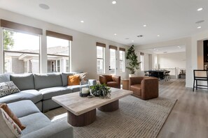 Comfortable sectional with 2 chairs to relax and enjoy your favorite shows