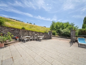 Furniture, Flagstone, Outdoor Furniture, Outdoor Table, Garden, Shade, Chair, Flowerpot, Tile, Kitchen & Dining Room Table