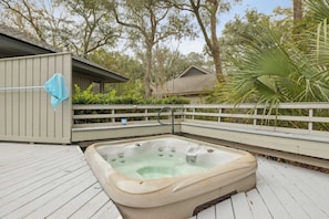 Unwind in the privacy of the hot tub 