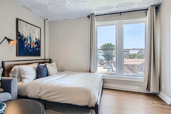 The comfortable queen sized bed is just the place you deserve to be after a long day