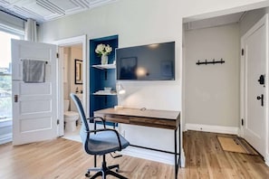 Desk space provides additional ease and comfort when working remotely