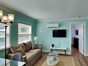 Living Area - Full Sleeper Sofa + Smart TV