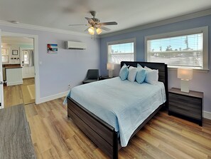 Bedroom- Queen Bed + Garden View