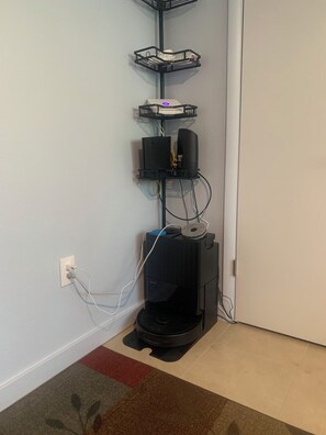 automatic robotic cleaner, WIFI, router, alarm system