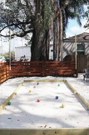 We want you to have FUN during your stay! Challenge a friend to a friendly game of Bocce Ball on our court! We provide the Bocce Balls...just bring your A Game! ;)