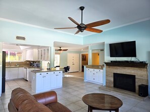 From the family room toward the kitchen and diniing area.  