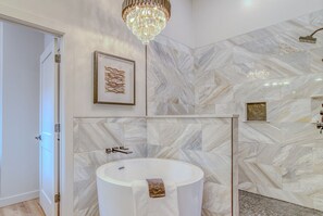 Enjoy a soak in the Japanese soaker tub or enjoy the gorgeous and large walk in shower!