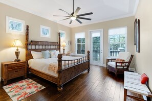 Primary Bedroom with King Bed and Access to Screened in Balcony
