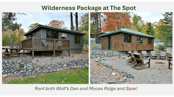 Combine these two Cabins for 3 bedrooms and 2 bathrooms for your group or family and Save $