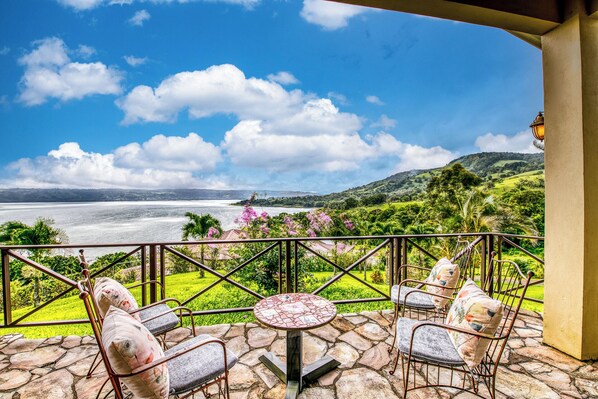 The view from the front patio.  What you cannot see on this particular day is the Volcano as the clouds are obstructing, but she is there hiding.
