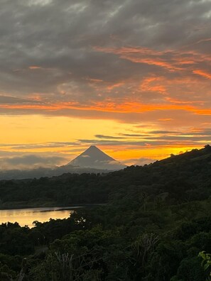 Arenal volcano sunrise from the front patio.