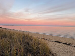 Sunset over Poppy beach, a 5-10 minute walk from the house.