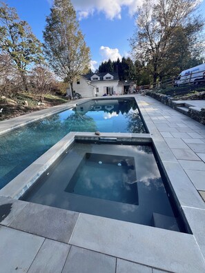 Completely fenced in pool area