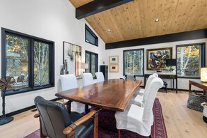 Locally crafted dining table seats 8.