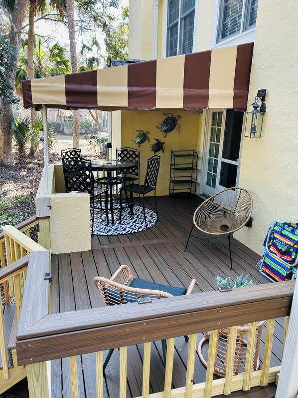 Trex decking, view of 7th Fairway, Brigantine Course. Back door screen
