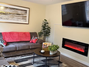 Enjoy the fire place and watch a movie together!