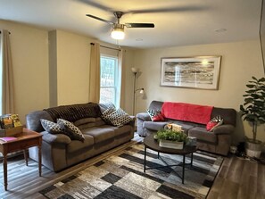 Our airy Living Room is a great space to share a conversation, relax and read 