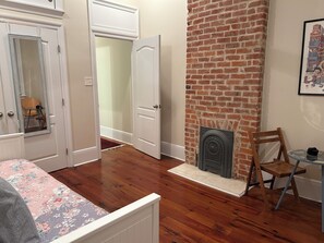 The front bedroom has a cozy sitting space and a pullout king bed
