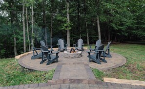 Our luxurious fireplace area is the place to be on warm summer nights! 