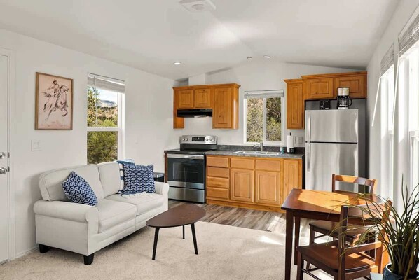 Cozy sitting area and kitchen
