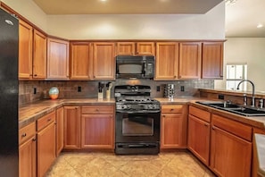 Plenty of counter space and fridge/freezer room.