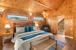 King suite bedroom upstairs with private ensuite bathroom.