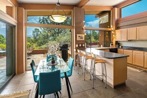 Bright kitchen and dining area