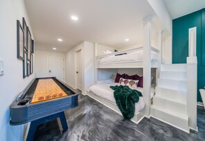 Queen over King Custom Bunk Beds + Shuffleboard