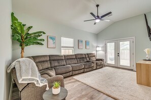 Living Room | Queen Foam Camping Mattress | Central A/C & Heating | Smart TV
