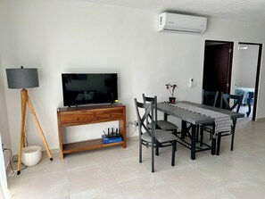Dining room with TV