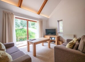 Beamed ceiling living room