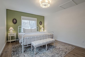 A bright, inviting bedroom to start and end your day.