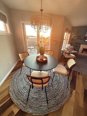 Dining area with views of the bay.